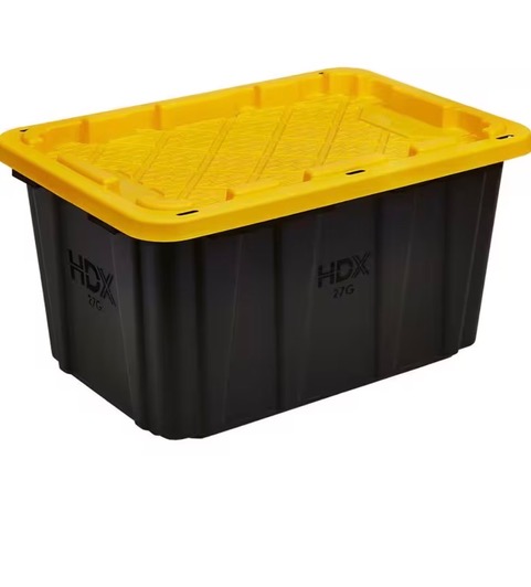 Stack of heavy-duty storage totes available to rent or buy from A to B Mobile Storage